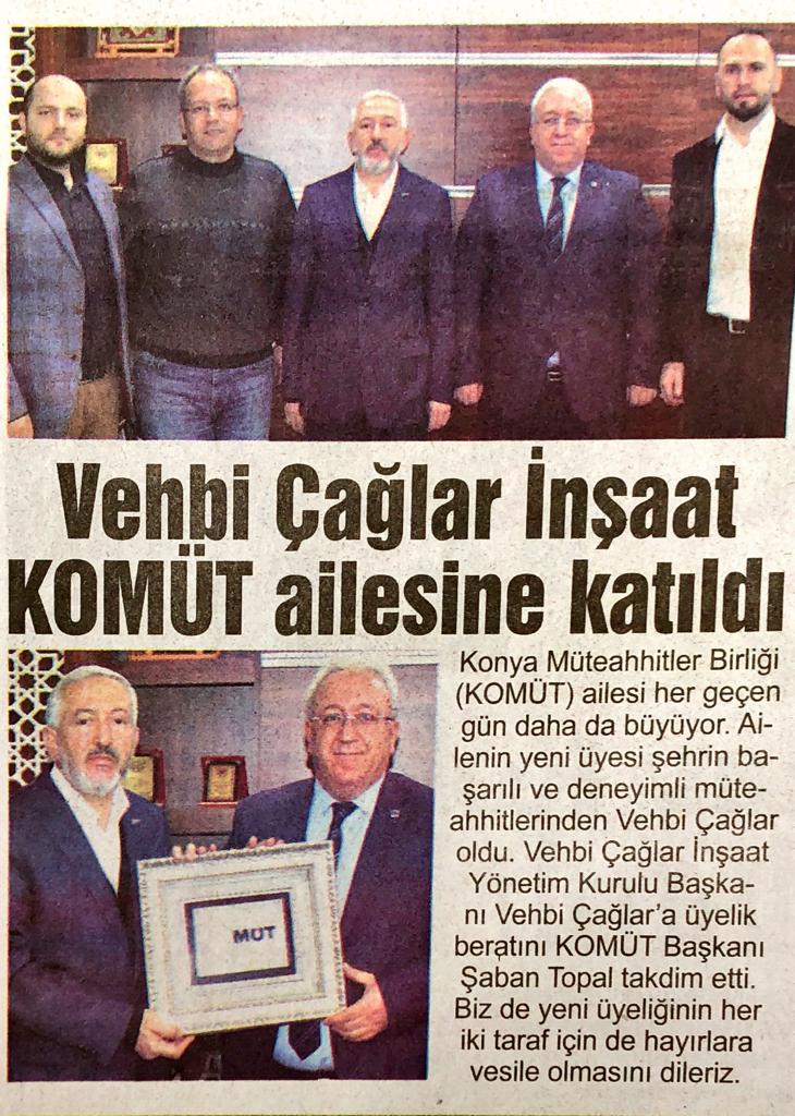 Vehbi Çağlar İnşaat KOMÜT Ailesine katıldı.